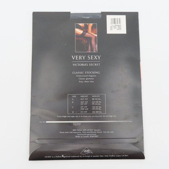 Victorias Secret Very Sexy Size C 15 Denier Black Classic Socking Womens NEW - Picture 4 of 8